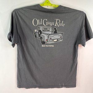 Old Guys Rule Tee Shirt Mens Size XL Gray Truck Dog Old Faithful T Shirt